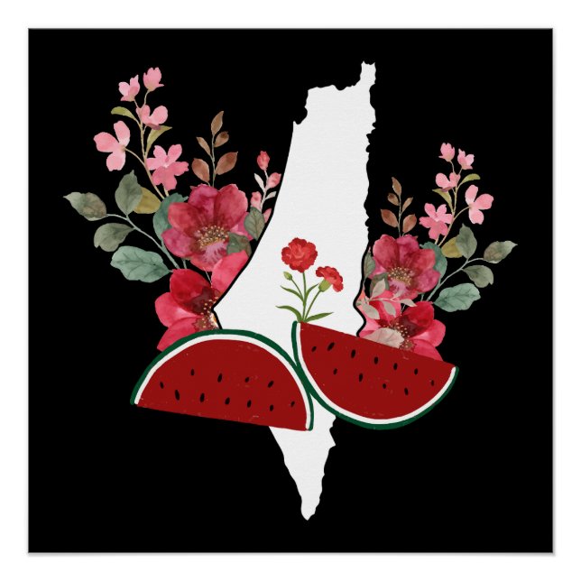 Poster Traditional Palestine elements in palestine map (Devant)