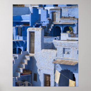 Poster Traditionnel Blue painted house