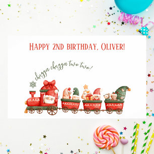 Poster Train 2e Anniversaire Aquarelle Santa Party Expres