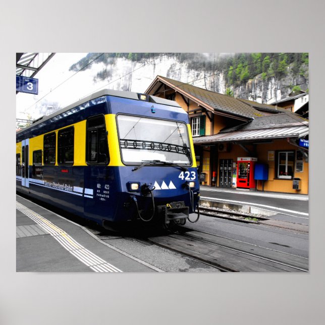 Poster Train à bahn Berner Oberland (Devant)