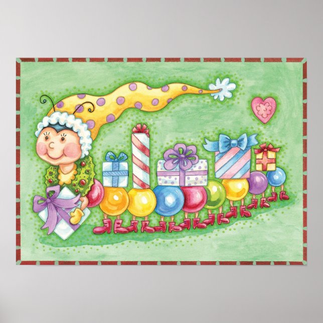 Poster Train à chenille de Noël avec présentoirs (Devant)
