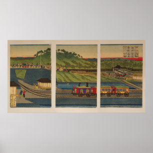 Poster Train à vapeur à Takanawa, Tokyo