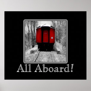 Poster Train à vapeur Old Time Rouge et noir