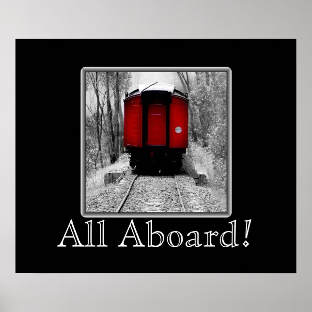 Poster Train à vapeur Old Time Rouge et noir (Devant)