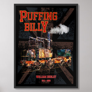 Poster Train à vapeur Puffing Billy Locomotive anglaise
