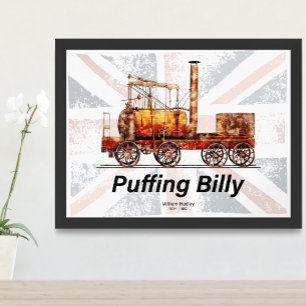 Poster Train à vapeur Puffing Billy Locomotive anglaise