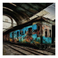 Train abandonné avec graffitis Art de rue urbain