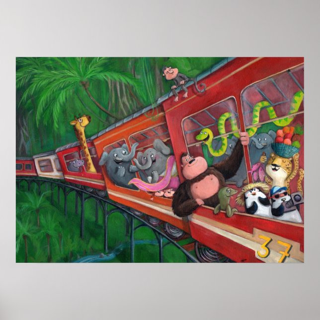 Poster Train Animal Jungle (Devant)