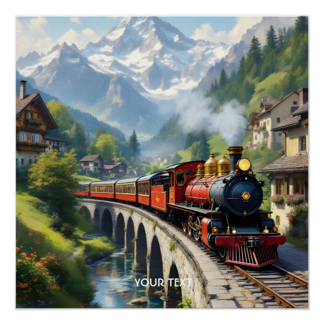 Poster Train antique Imaginaire Crimson (Devant)