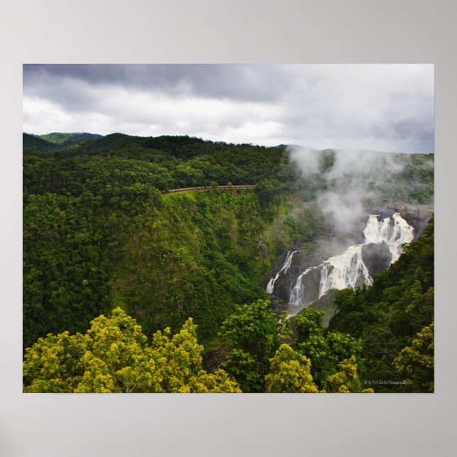 Poster Train au-dessus de Barron Falls (Devant)