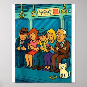 Poster Train de banlieue drôle Gif de satire tech de dési