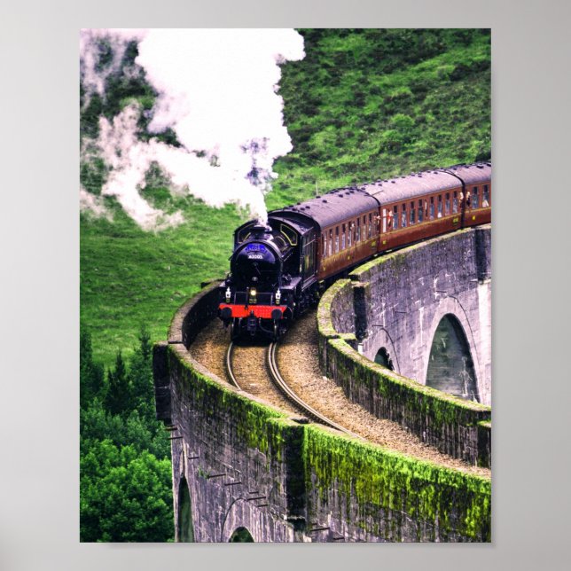 Poster Train de locomotives sur le pont (Devant)