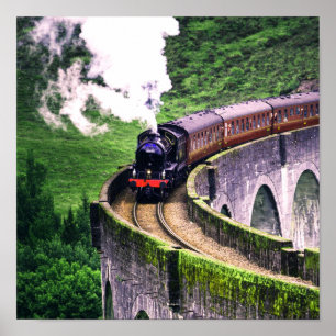 Poster Train de locomotives sur le pont