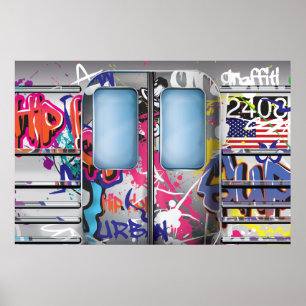 Poster Train de métro graffiti