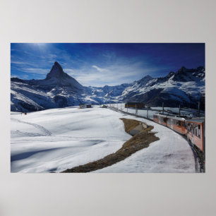 Poster train du Gornergrat et Matterhorn à Zermatt