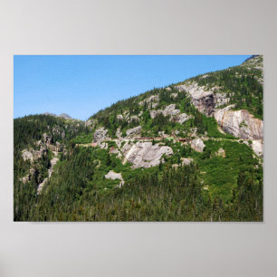 Poster Train du Yukon à flanc de montagne, Canada