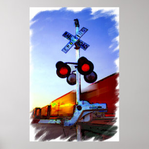 Poster Train emballant par la ville