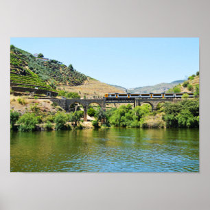 Poster Train et le fleuve Douro au Portugal