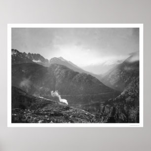 Poster Train ferroviaire White Pass Alaska 1910