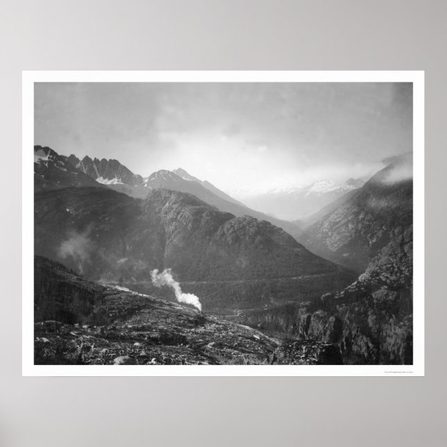 Poster Train ferroviaire White Pass Alaska 1910 (Devant)