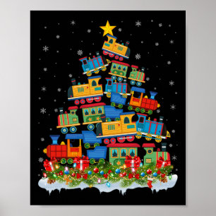 Poster Train Lover Xmas Tree Père Noël Train de Noël