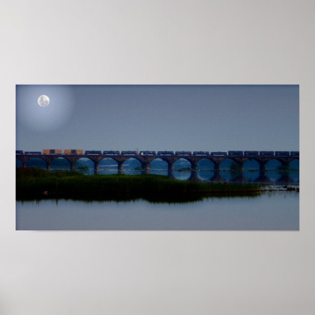 Poster Train Lune - Pont Rockville, PA (Devant)