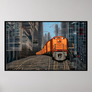 Poster Train rapide Abstrait