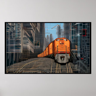 Poster Train rapide Abstrait