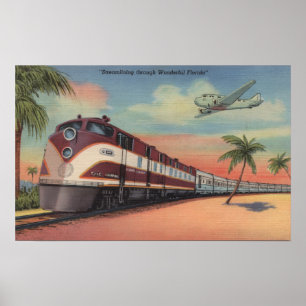 Poster Train rationalisant par la Floride