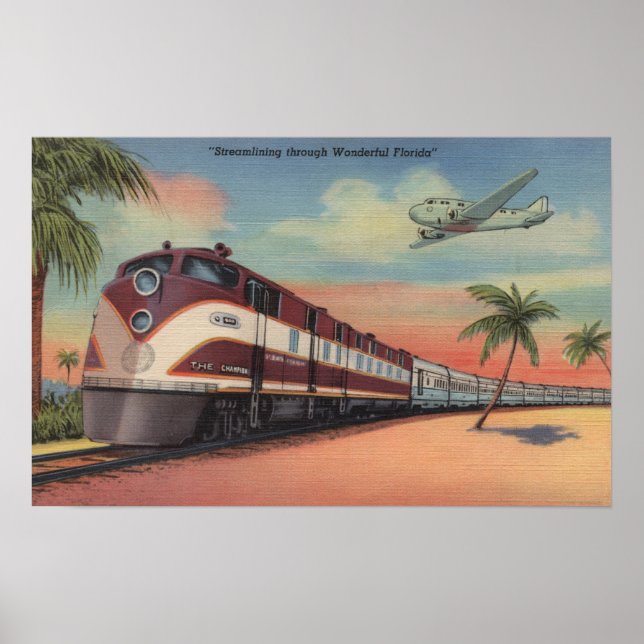 Poster Train- Rationalisation à travers la Floride (Devant)