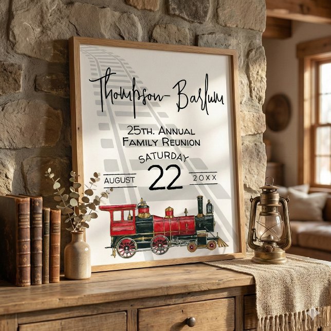 Poster Train rouge Reunion (Family Reunion Red Train Poster)