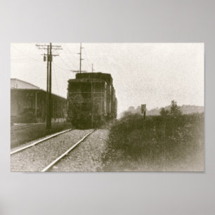 Poster Train sur les voies ferrées Locomotive rétro