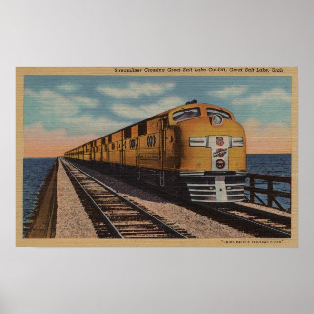Poster Train- Traverser le Grand Lac Salé, Ogden, Utah (Devant)