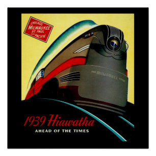 Poster Train vintage Hiawatha rationalisé