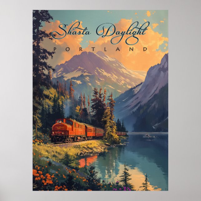 Poster Train vintage Shasta (Devant)