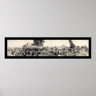 Poster Train Wreck Illinois Photo 1909