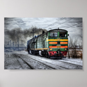 Poster Trains Moteur diesel russe