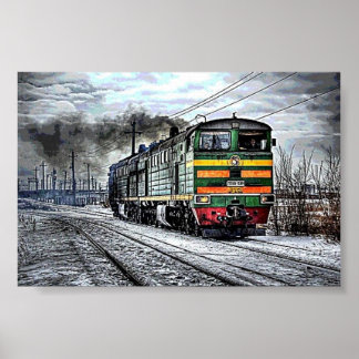 Poster Trains Train diesel russe