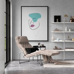 Poster Trait de fille d'art avec minimaliste abstrait