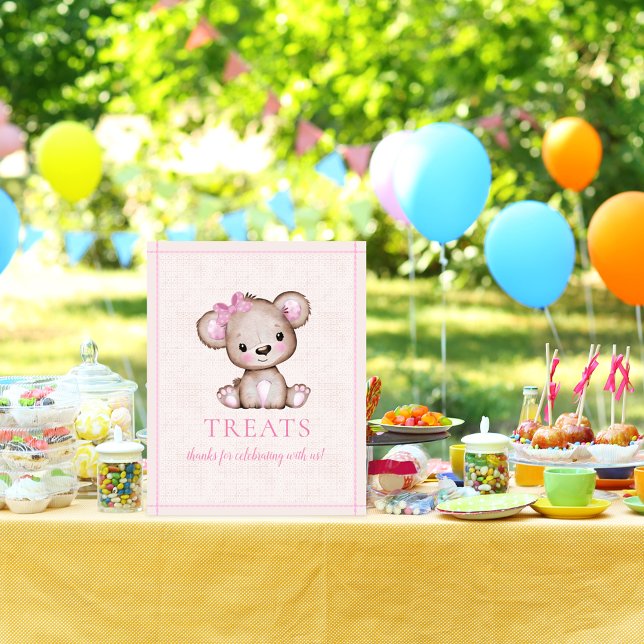 Poster Traite Table mignonne fille ours Baby shower Poste (Créateur téléchargé)