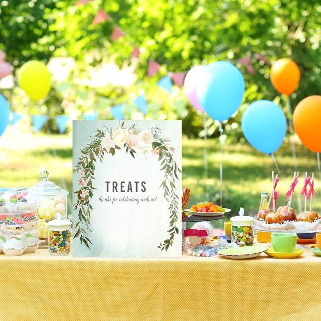 Poster Traitements Table Vert Rose Bébé Saupoudrer Douche (Créateur téléchargé)