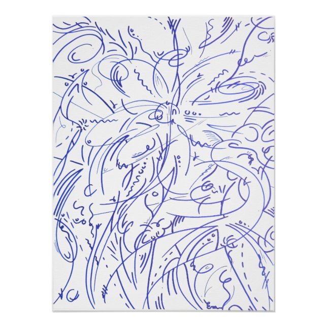 Poster Traits en boucles 1 (Devant)