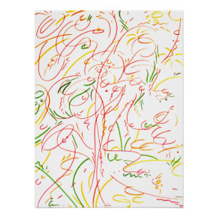 Poster Traits en boucles colorées