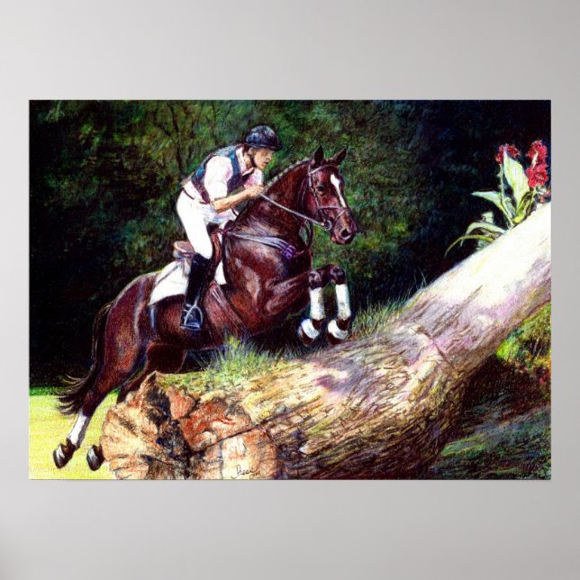 Poster Trakehner Événement Cross Country Horse Portrait (Devant)