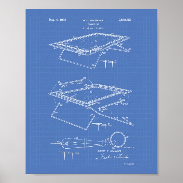 Poster Trampoline 1958 Plan directeur de l'art des brevet (Devant)