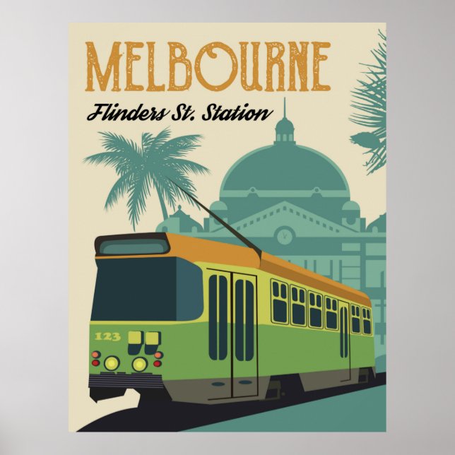 Poster Tramway de Melbourne, Flinders Street (Devant)