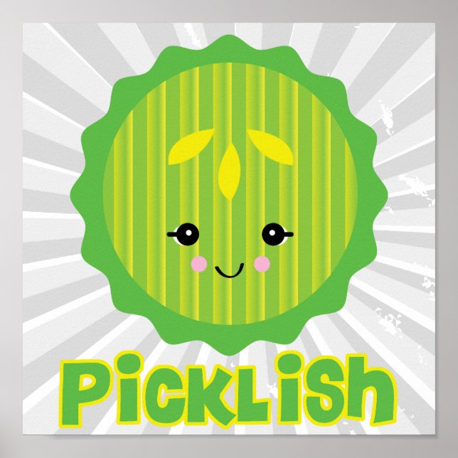 Poster tranche de cornichon kawaii (Devant)