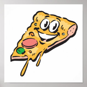 Poster tranche de pizza face heureuse