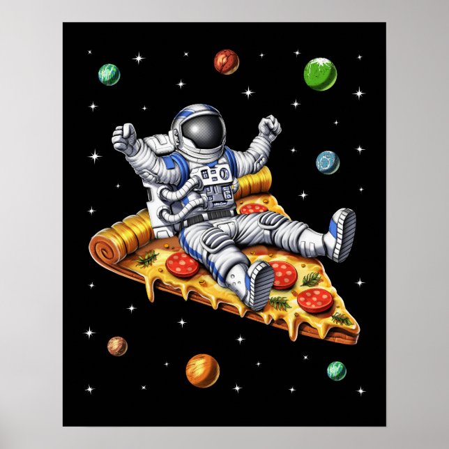 Poster Tranche de pizza pour astronaute (Devant)