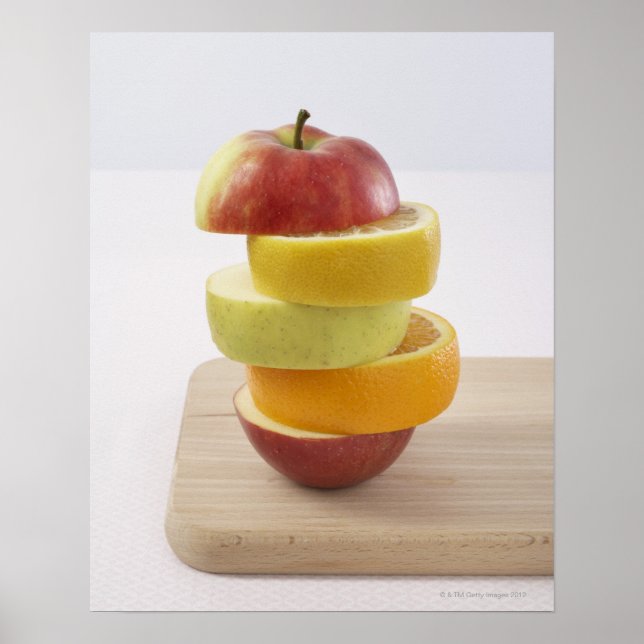 Poster Tranches de fruits empilées (Devant)